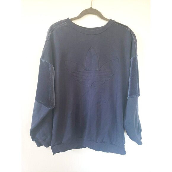 adidas Other - Adidas Sweatshirt Pullover Blue Mens XL Trefoil Velvet Stripes Cotton athleisure